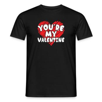 Tu es mon Valentine lettrage avec coeur Valentin - T-shirt homme - noir - Devant - AI Model Male 178 light (178cm)