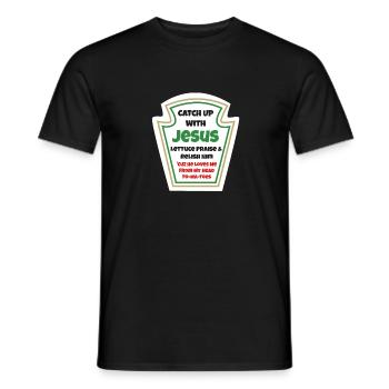 Catch Up With Jesus Religious Christ Christian Bib - Men's T-Shirt - black - Front - AI Model Male 178 light (178cm)