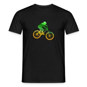 Bicycle mountain bike green yellow color silhouette - Men's T-Shirt - black - Front - AI Model Male 178 light (178cm)
