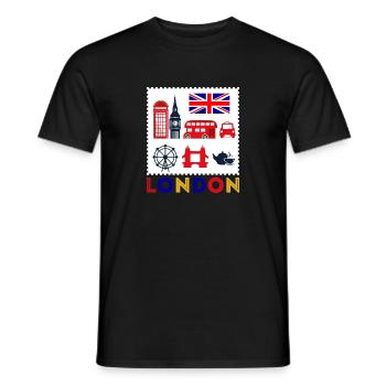 Vintage London Souvenir - Retro London Postage Stamp - Men's T-Shirt - black - Front - AI Model Male 178 light (178cm)