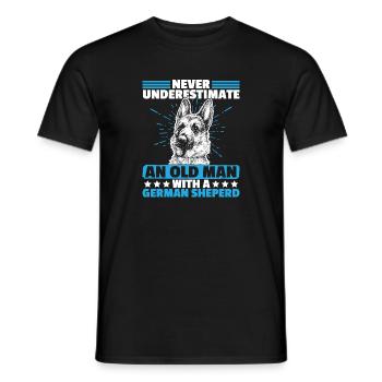 Never Underestimate an old man with german sheperd - Männer T-Shirt - Schwarz - Vorne - AI Model Male 178 light (178cm)