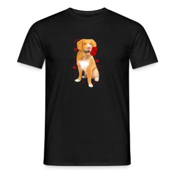 Nouvelle-Écosse Duck Tolling Retriever avec Rose - T-shirt homme - noir - Devant - AI Model Male 178 light (178cm)