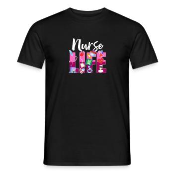 Infirmière mignonne vie cadeau impression diplômé école RN - T-shirt homme - noir - Devant - AI Model Male 178 light (178cm)