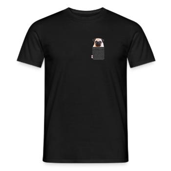 Pug in pocket funny dog lover - Men's T-Shirt - black - Front - AI Model Male 178 light (178cm)