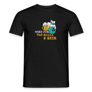 Here For The Balls & Beer Bowling Lover Pin Drinki - Men's T-Shirt - black - Front - AI Model Male 178 light (178cm)