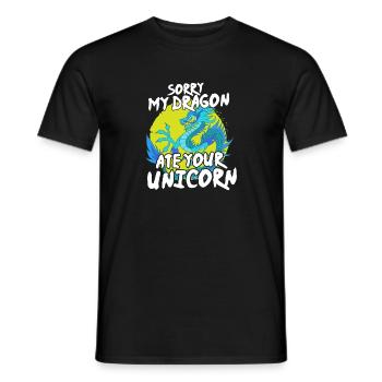 Sorry My Dragon Ate Your Unicorn Funny - Männer T-Shirt - Schwarz - Vorne - AI Model Male 178 light (178cm)