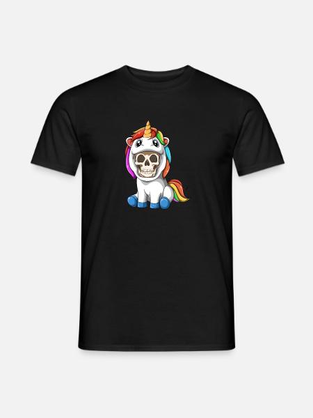 Squelette sarcastique en costume de licorne - parodie - T-shirt homme - noir