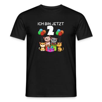 Lustige Katzen Party - 2. Kindergeburtstag - Männer T-Shirt - Schwarz - Vorne - AI Model Male 178 light (178cm)