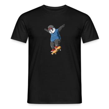 Panda on skateboard - panda skater - Men's T-Shirt - black - Front - AI Model Male 178 light (178cm)