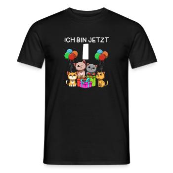 Lustige Katzen Party - 1. Kindergeburtstag - Männer T-Shirt - Schwarz - Vorne - AI Model Male 178 light (178cm)