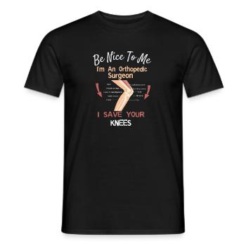 Funny Orthopedic Surgeon graphic Save Your Knee - Men's T-Shirt - black - Front - AI Model Male 178 light (178cm)