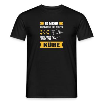 Je mehr Menschen ich treffe desto mehre liebe Kühe - Männer T-Shirt - Schwarz - Vorne - AI Model Male 178 light (178cm)