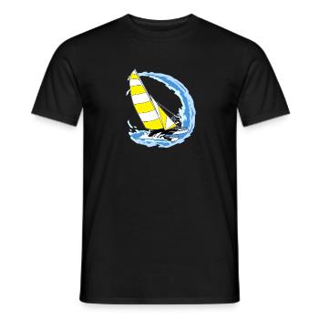 Sailboat And Wave Gift Design Vintage Sailor - Men's T-Shirt - black - Front - AI Model Male 178 light (178cm)