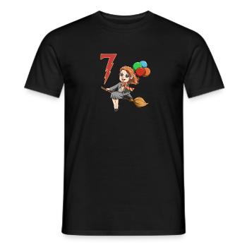Sorceress Birthday - 7 year birthday party - Men's T-Shirt - black - Front - AI Model Male 178 light (178cm)