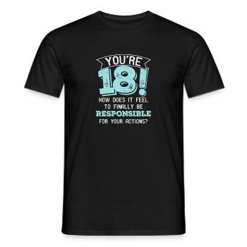 18th year old saying quote meme birthday - Men's T-Shirt - black - Front - AI Model Male 178 light (178cm)