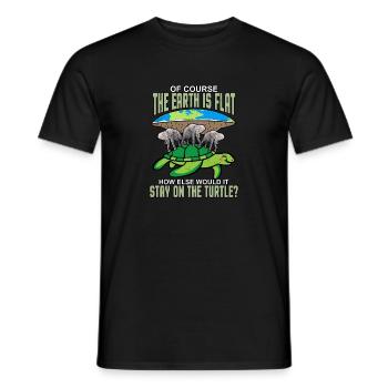 Flat Earth Society turtle elephant gift - Men's T-Shirt - black - Front - AI Model Male 178 light (178cm)