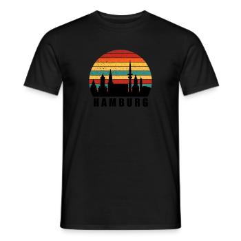 Hamburger Skyline -Super Geschenk zum Geburtstag - Männer T-Shirt - Schwarz - Vorne - AI Model Male 178 light (178cm)