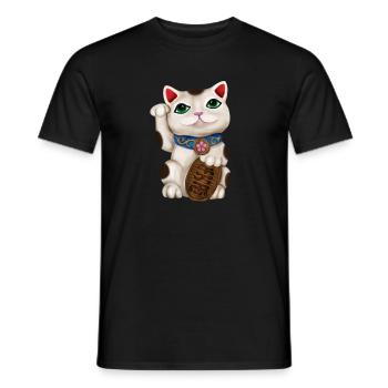Maneki-neko Winkende Katze - Männer T-Shirt - Schwarz - Vorne - AI Model Male 178 light (178cm)