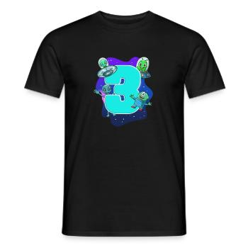 3e anniversaire des enfants - Alien et Ufo - T-shirt homme - noir - Devant - AI Model Male 178 light (178cm)