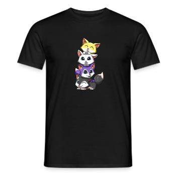 Non-binary foxes - Nonbinary LGBTQ - Men's T-Shirt - black - Front - AI Model Male 178 light (178cm)