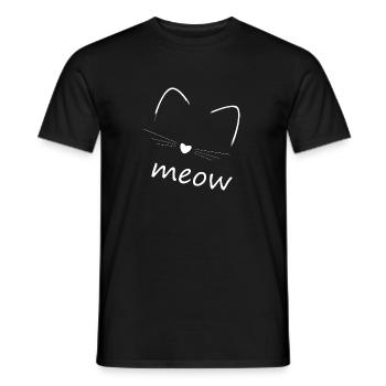 cat MEOW cat motif - Men's T-Shirt - black - Front - AI Model Male 178 light (178cm)