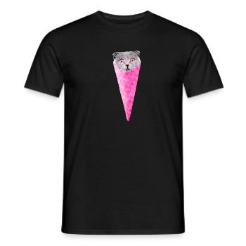 Chat graphique chat rose cornet de crème glacée chat Clipart - T-shirt homme - noir - Devant - AI Model Male 178 light (178cm)