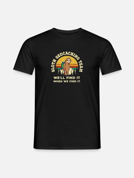 Lustiges Geocaching Shirt - Geocacher Geschenk - Faultier Lo - Männer T-Shirt - Schwarz
