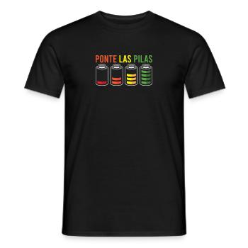 SPANISH HUMOR: Ponte Las Pilas - Männer T-Shirt - Schwarz - Vorne - AI Model Male 178 light (178cm)