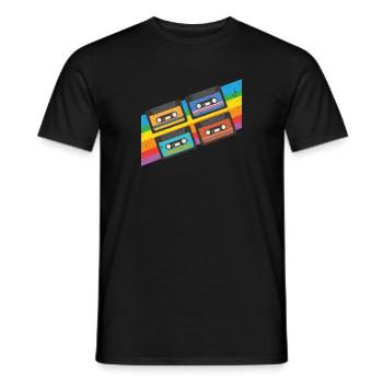 Vintage colorful cassette tape - Men's T-Shirt - black - Front - AI Model Male 178 light (178cm)