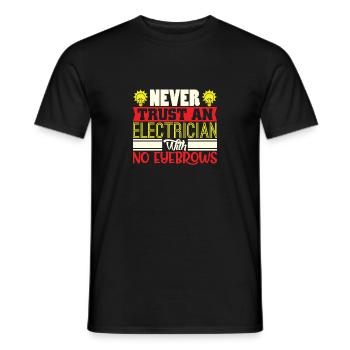 Funny electrician shirt eyebrows - Men's T-Shirt - black - Front - AI Model Male 178 light (178cm)