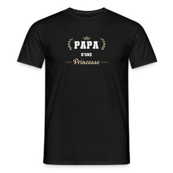 Papa d une Princesse Cadeau Père et Fille - T-shirt homme - noir - Devant - AI Model Male 178 light (178cm)