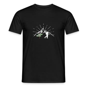 Long-distance hiking trail E5 Oberstdorf Merano crossing the Alps - Men's T-Shirt - black - Front - AI Model Male 178 light (178cm)