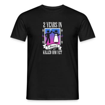 Cadeau pour le deuxième anniversaire des couples, 2e mariage - T-shirt homme - noir - Devant - AI Model Male 178 light (178cm)