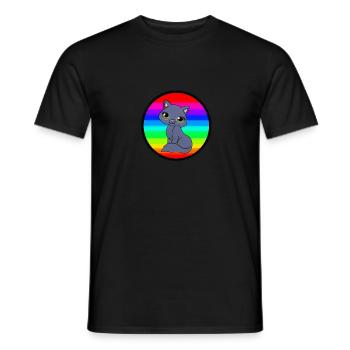 Cat in the cool background - Men's T-Shirt - black - Front - AI Model Male 178 light (178cm)