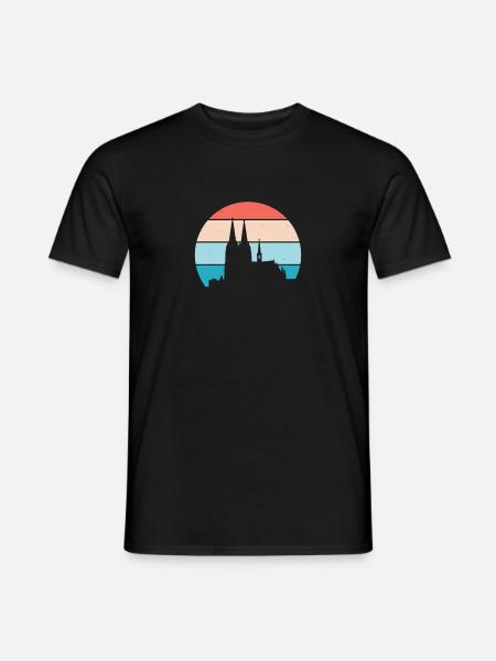 Vintage Retro Kölner Dom Skyline Silouhette Stadtl - Männer T-Shirt - Schwarz