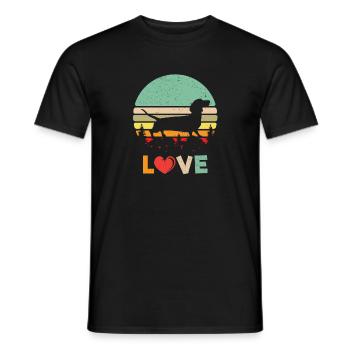 Retro Liebe Wiener Hund Shirt - Vintage Dackel Sh - Männer T-Shirt - Schwarz - Vorne - AI Model Male 178 light (178cm)