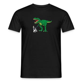 Mignon T Rex Dinosaur Dog Walking Cocker Spaniel Garçon - T-shirt homme - noir - Devant - AI Model Male 178 light (178cm)