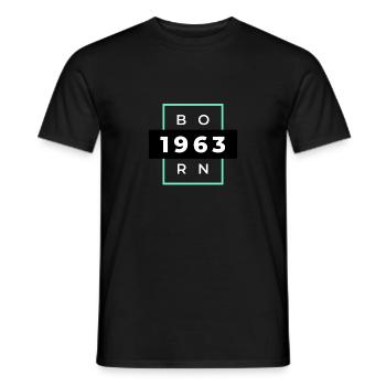 Born in 1963 - Men's T-Shirt - black - Front - AI Model Male 178 light (178cm)