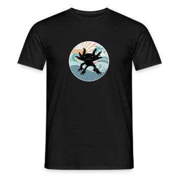 Axolotl Retro Strand Design Lustig - Männer T-Shirt - Schwarz - Vorne - AI Model Male 178 light (178cm)