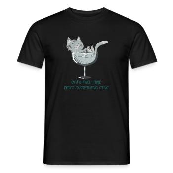 cat's and wine make everything fine. Waldkatze - Männer T-Shirt - Schwarz - Vorne - AI Model Male 178 light (178cm)