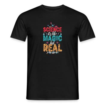 La science, c'est comme de la magie mais un vrai ordinateur nerd - T-shirt homme - noir - Devant - AI Model Male 178 light (178cm)