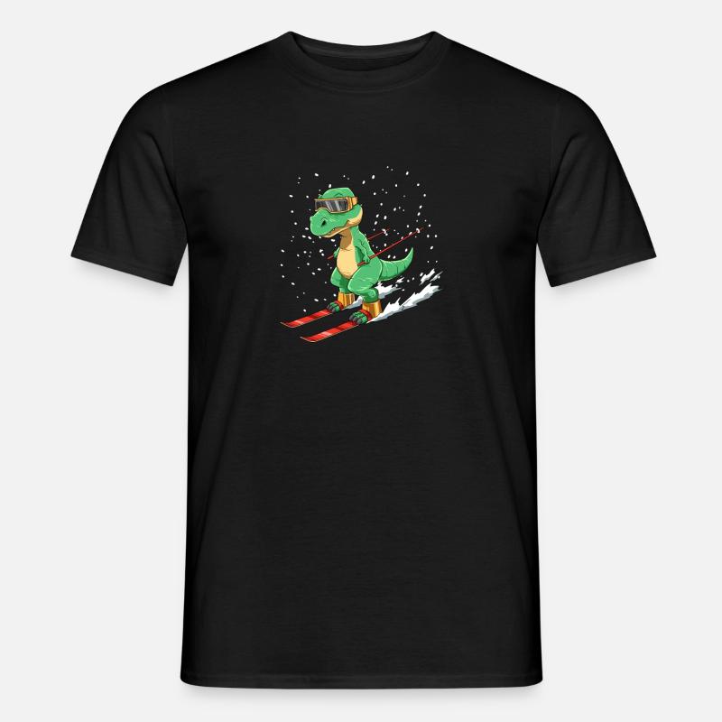 Lustiges T-Rex Ski - Männer T-Shirt - Schwarz