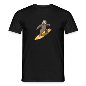 Lustiger Sloth Surfer - Surfing - Männer T-Shirt - Schwarz - Vorne - AI Model Male 178 light (178cm)