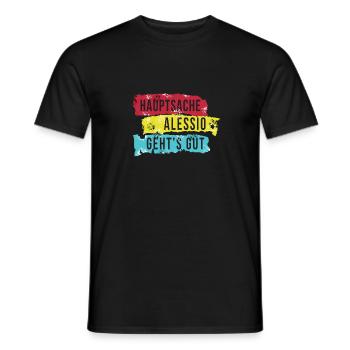LUSTIGER SPRUCH - HAUPTSACHE ALESSIO GEHT´S GUT - Männer T-Shirt - Schwarz - Vorne - AI Model Male 178 light (178cm)