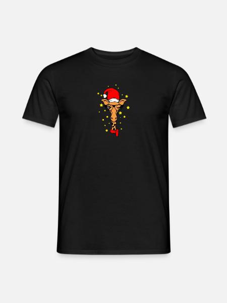 Weihnachtsgiraffe Santa Giraffe - Männer T-Shirt - Schwarz