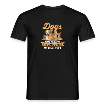 Dogs Makes Me Happy - Dog Lover Gift - Men's T-Shirt - black - Front - AI Model Male 178 light (178cm)
