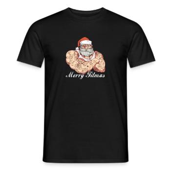 Santa Christmas Fitness Gym Deadlift Xmas Men - Männer T-Shirt - Schwarz - Vorne - AI Model Male 178 light (178cm)