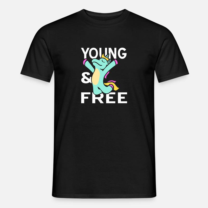 Jung und frei - Männer T-Shirt - Schwarz