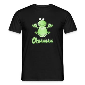 Ohmmm, yoga, cross-legged, meditating frog - Men's T-Shirt - black - Front - AI Model Male 178 light (178cm)