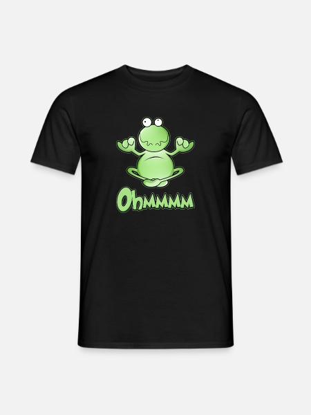 Ohmmm, Yoga, Schneidersitz, meditierender Frosch - Männer T-Shirt - Schwarz